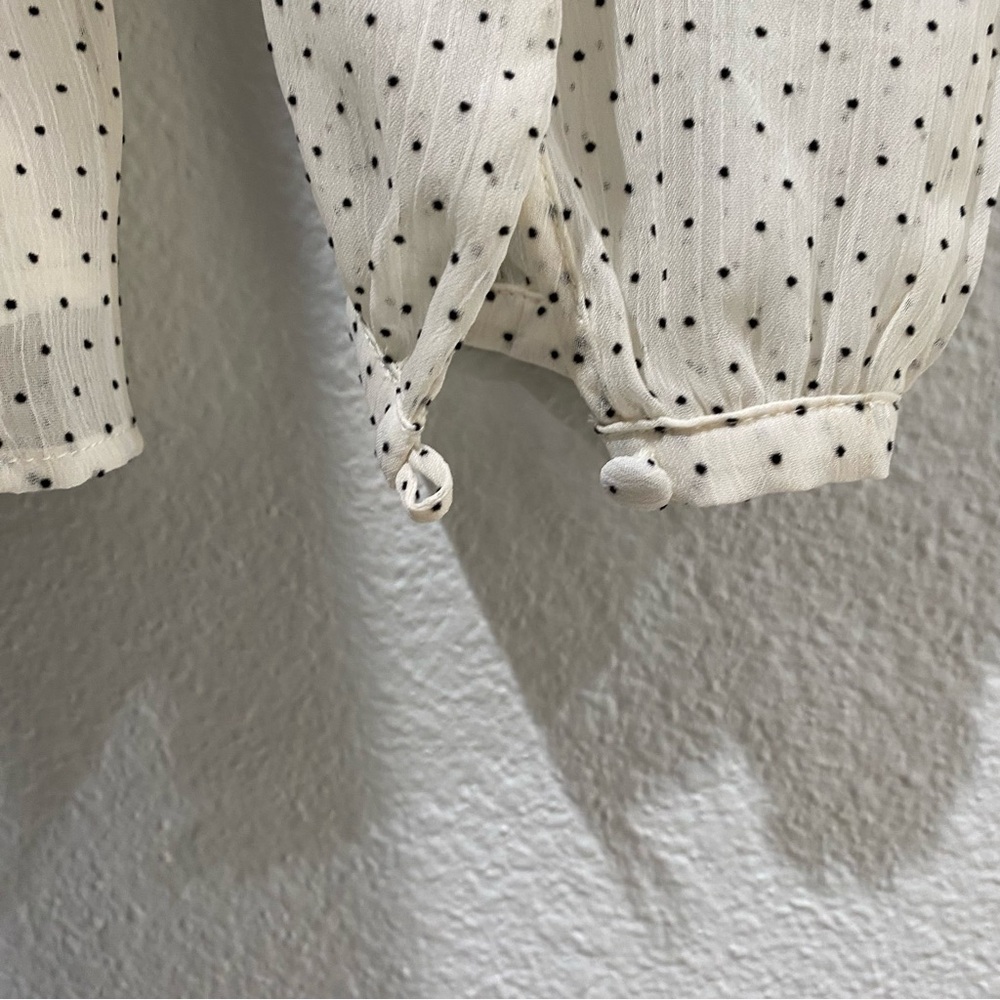 Loft Ivory Blouse with Black Polka Dot. SML - Picture 5 of 11